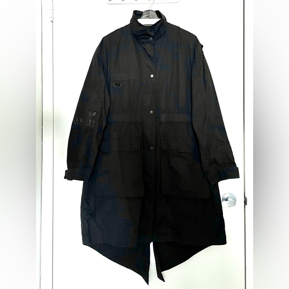 NWT AllSaints Black Utility Jacket Back Logo Graphic Print - Picture 3 of 13